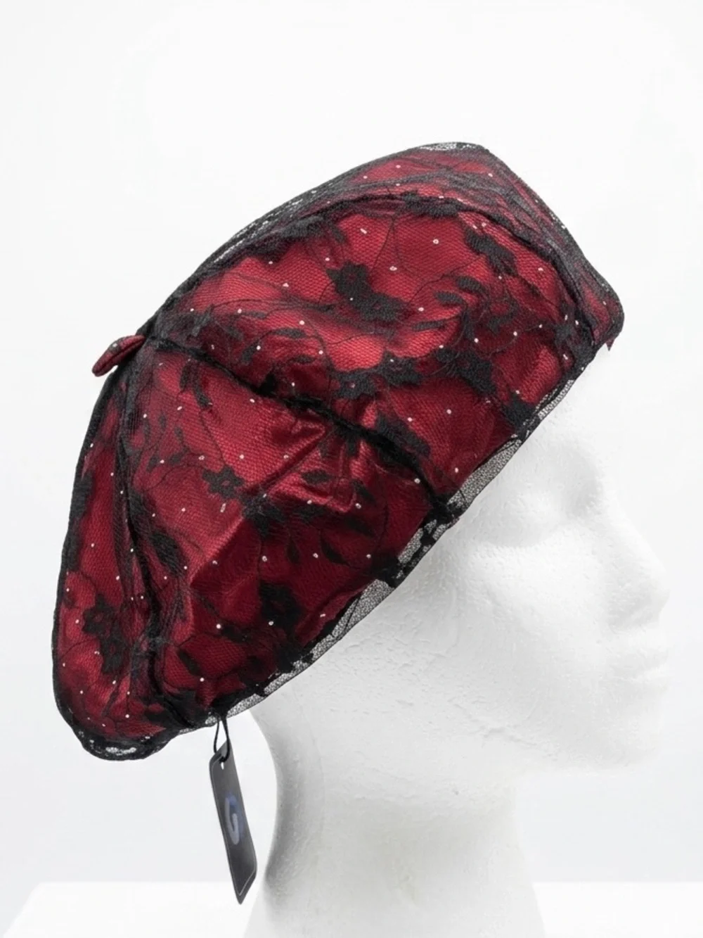 Red Lace-Overlay Beret - Women's Fashion Hat